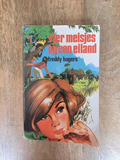 Vintage boek "vier meisjes op een eiland" van Freddy Hagers