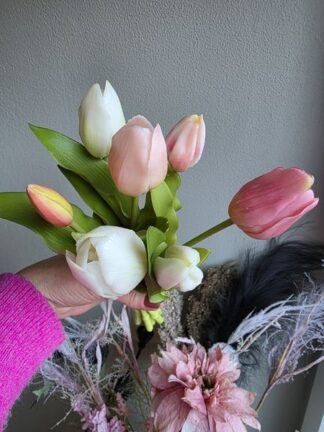 Kunsttulpen wit roze