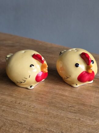 Vintage peper- en zoutstelletje kippen