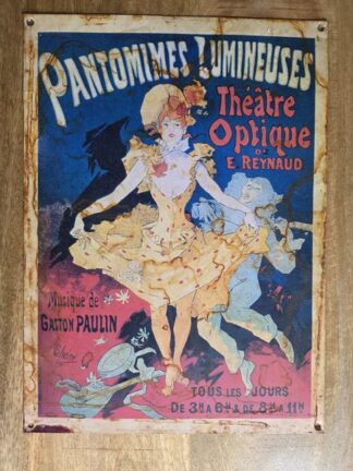Vintage metalen wandbord "Pantomimes Lumineuses"
